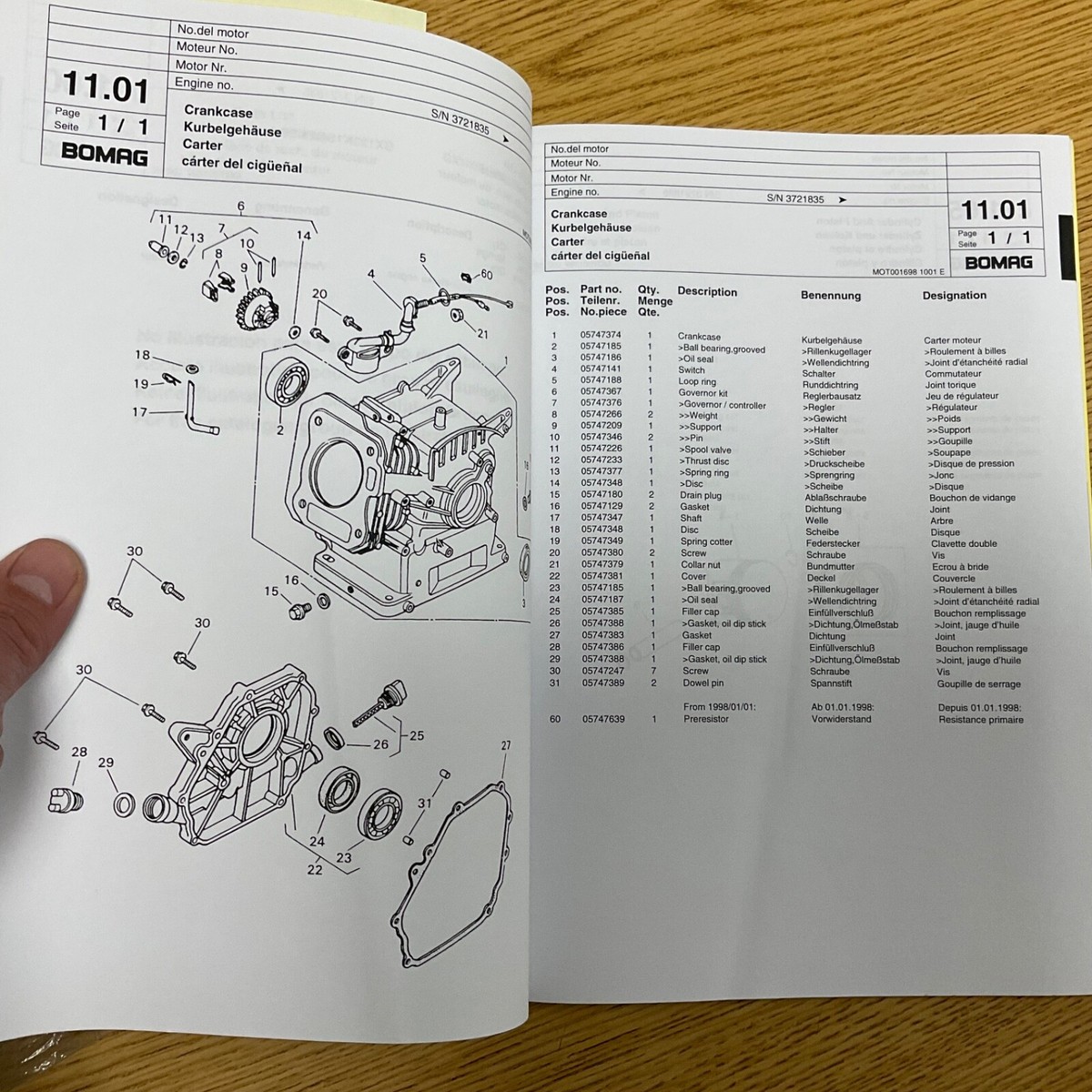 Bomag BP 8/34 PARTS CATALOG MANUAL BOOK LIST Plate Compactor