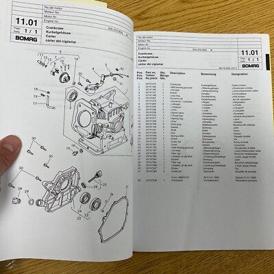 Bomag BP 8/34 PARTS CATALOG MANUAL BOOK LIST Plate Compactor
