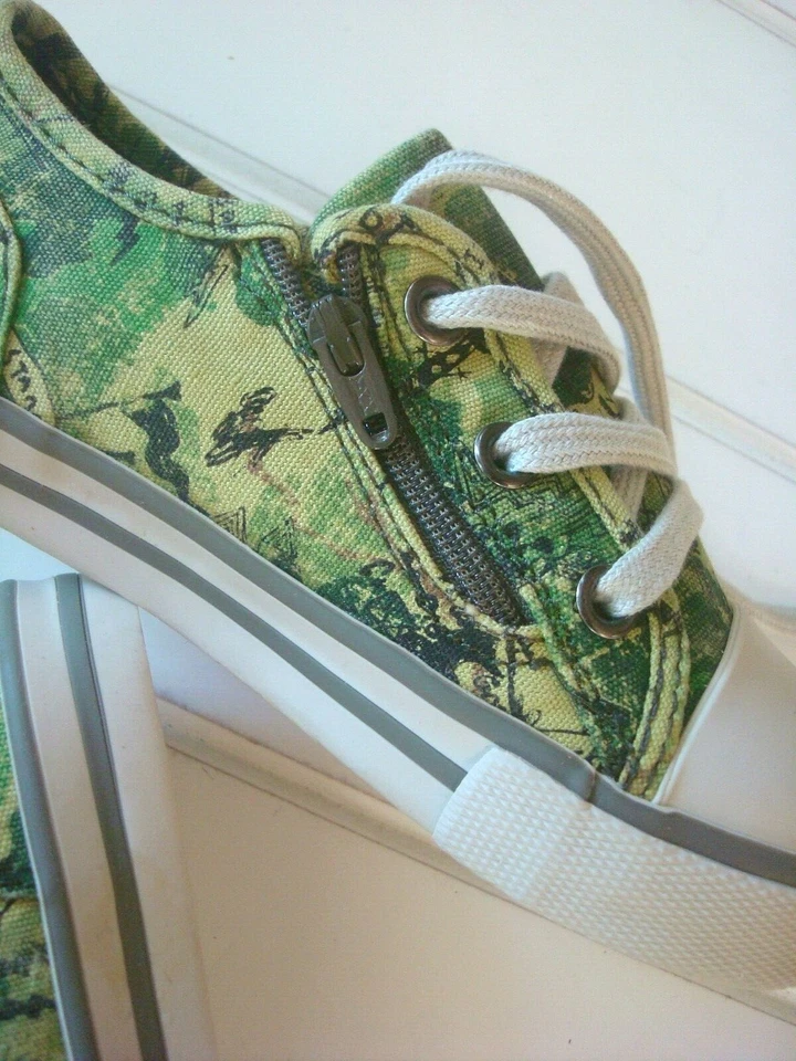 Baby Gap NUEVAS Tenis para Niños Pequeños Talla 9 Verde CAMO Lona Cremallera Lateral Fácil de Encender Nuevas con Etiquetas Foto 4 de 4