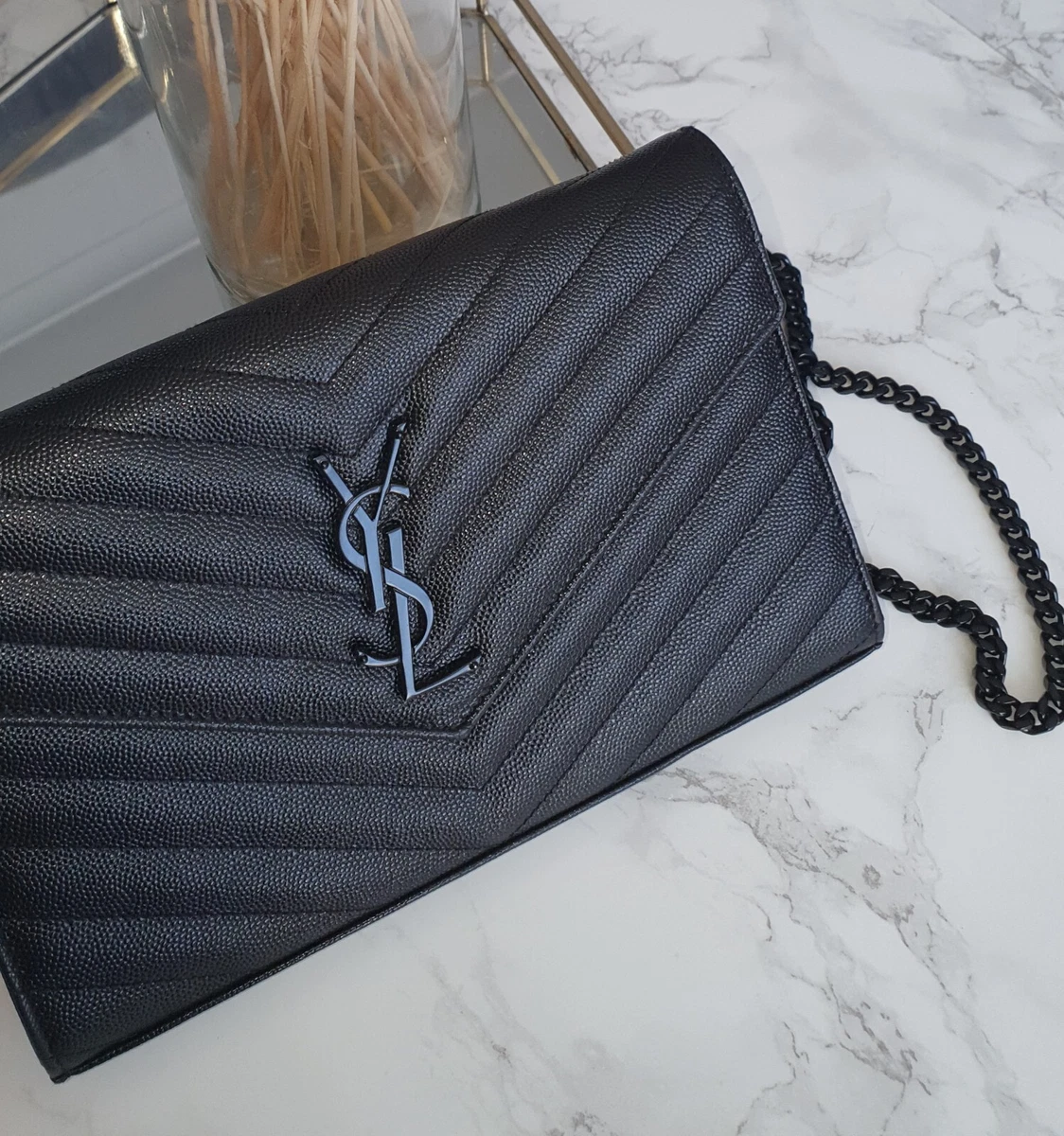 Saint Laurent Large Leather Envelope Shoulder Bag