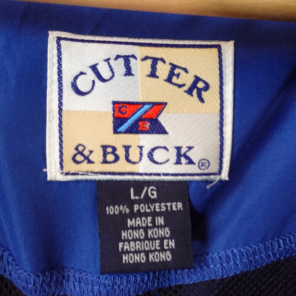 90s Vintage CUTTER BACK Climaguard Golf Jacket Men L Blue Half Zip Wind Pullover - Image 3 of 4