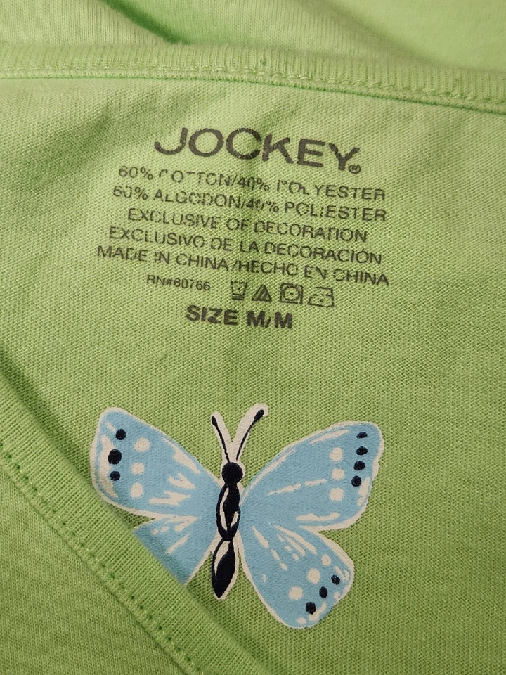 Conjunto de pijama de 3 piezas para mujer camisa pantalones cortos talla mediana floral verde jockey Foto 4 de 4