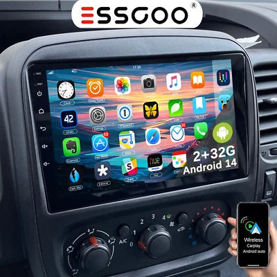 ESSGOO Apple Carplay Android 14 For Vauxhall Vivaro B 2014-2019 Car Stereo Radio GPS BT