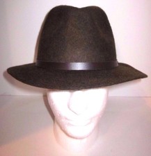 100 Wool Fedora - Olive Green - Leather Band
