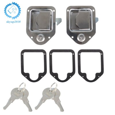 2) Toolbox Lock Stainless Door Key Latch Paddle Handle RV Trailer 4-3/8'' 3-1/4''