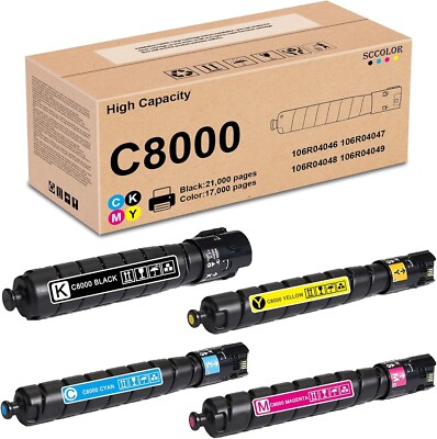 Toner Cartridge 4PK for Xerox VersaLink C8000 C8000DT C8000DTM 106R04046-49