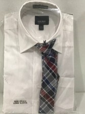 Boy's Holiday Editions White Long Sleeve Shirt With Tie Plaid Size XS 4-5 NEW