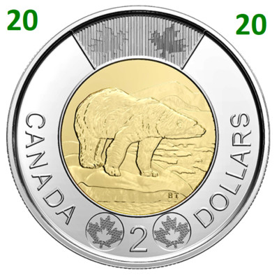 🇨🇦 2020 ❗ New Canada Toonie 2 Dollars BU Coin Polar Bear Bi