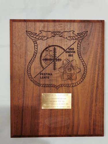 USS Snook SSN 592 submarine wood Plaque Capt Loposer