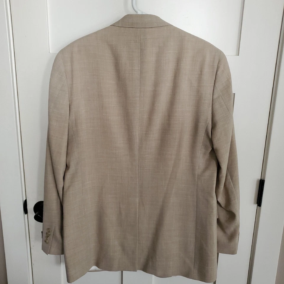 Austin Reed Mens 41L Beige Tan Wool Linen Blazer Jacket Union Made USA NWT VTG - Image 2 of 4