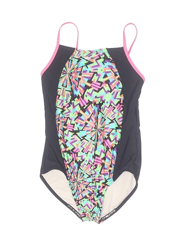 Speedo Women Black One Piece Swimsuit L Gem