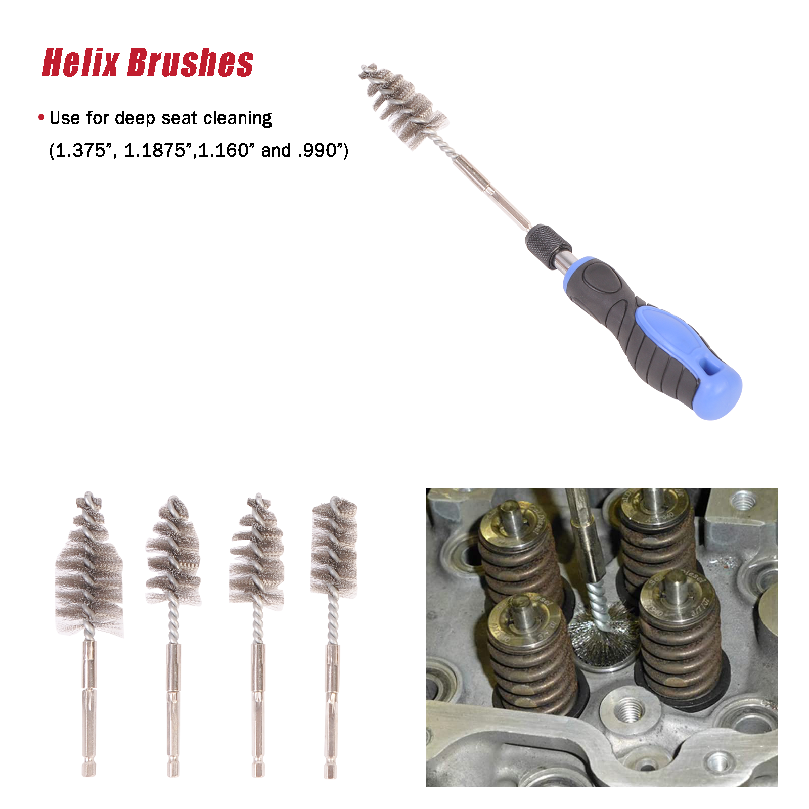 Diesel Injector Seat Brush Master Cleaning Kit on Cylinder Heads