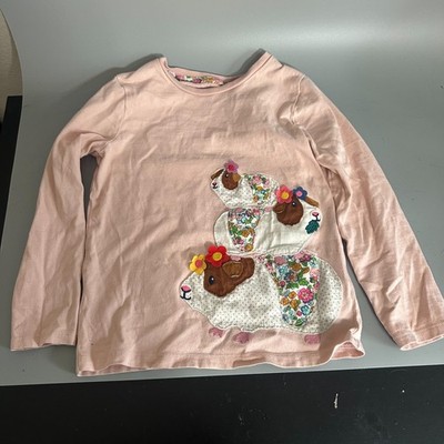 Mini Boden Girls top shirt Guinea Pig Provence Pink long sleeve sz 6-7