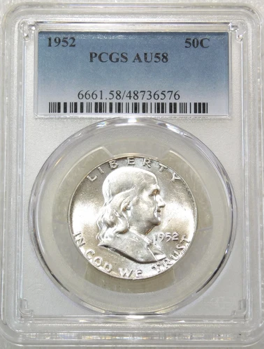 1952 Franklin Half Dollar PCGS AU58 90% FBL Frosty Just Graded New Holder T276