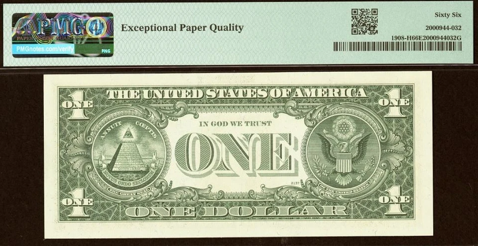 7 Matching Radar Serial Numbers - 1974, 1988A, 1993 $1 FRN PMG 67EPQ 62677626 - Image 3 of 4