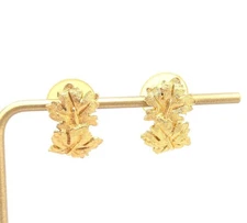 Vintage Napier Gold Leaf Stud Earrings Autumn Maple Leaves Fall Statement Gift