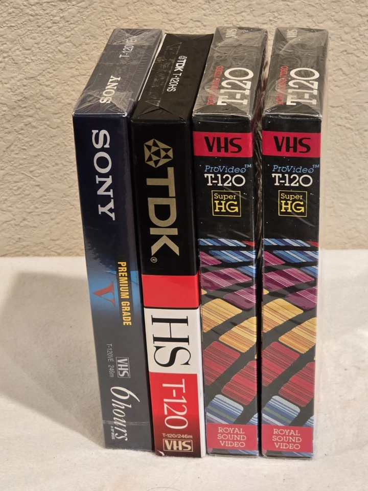Lote de 4 cintas VHS SELLADAS en blanco - mezcla de calidad estándar y premium Foto 2 de 4