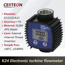 K24 Digital Turbine Flow Meter with LCD Fuel Oil Diesel Water Urea Gear Flow Met