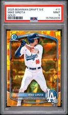 2025 BOWMAN DRAFT SAPPHIRE EDITION GOLD #11 MIKE SIROTA 07/50 PSA 9