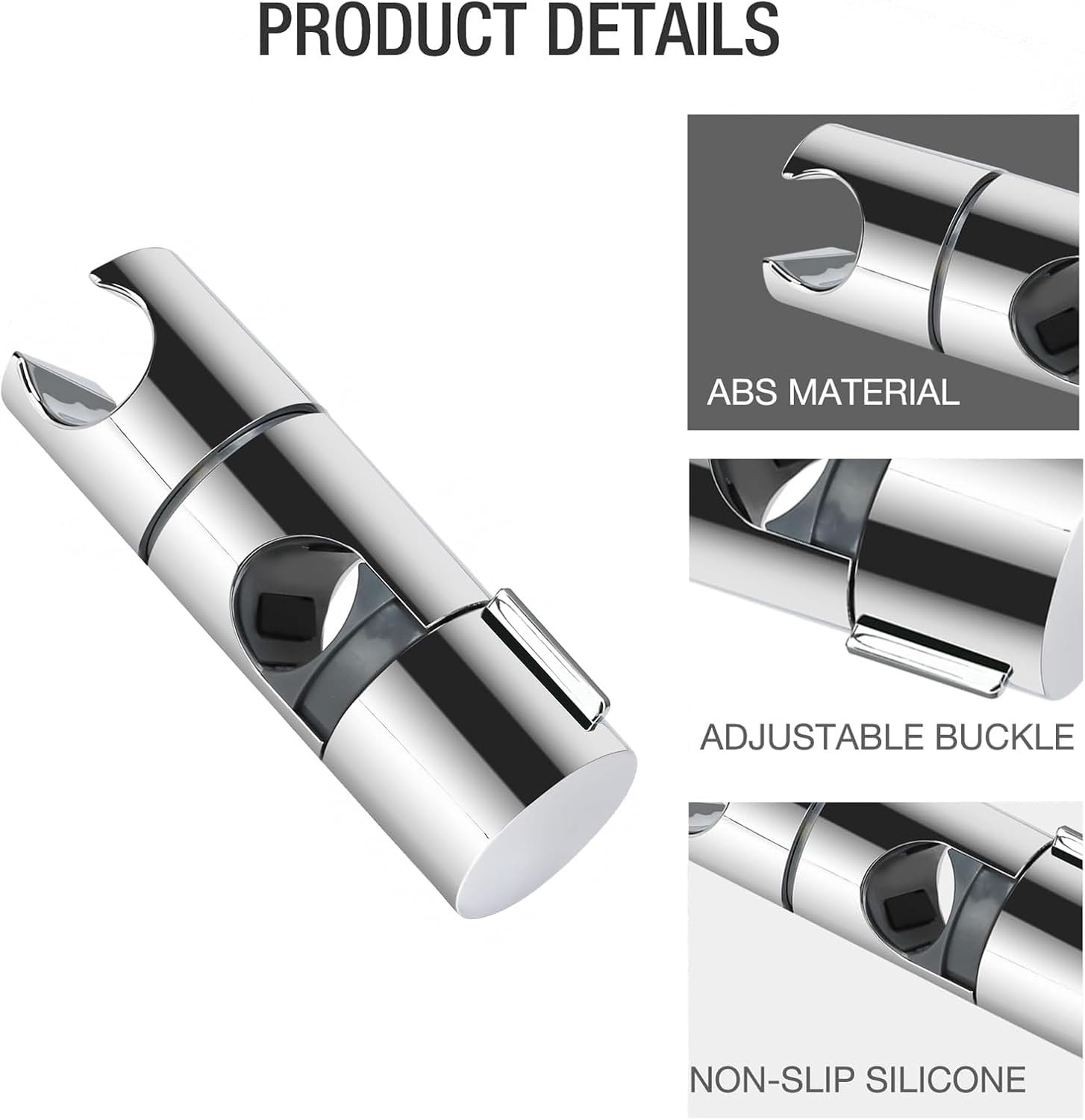 Adjustable Universal 18-25mm Chrome Shower Rail Head Slider Holder Bracket