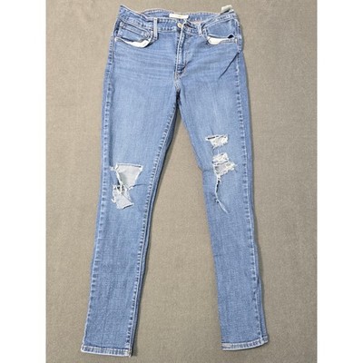 Levi's 721 High Rise Skinny Jeans Distressed Blue Wash Women's Size 31x28 Y2K