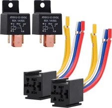 2 Packs Car Relay with Harness Truck Motor Heavy Duty 5-Pin 80A 12V Relay On/Off
