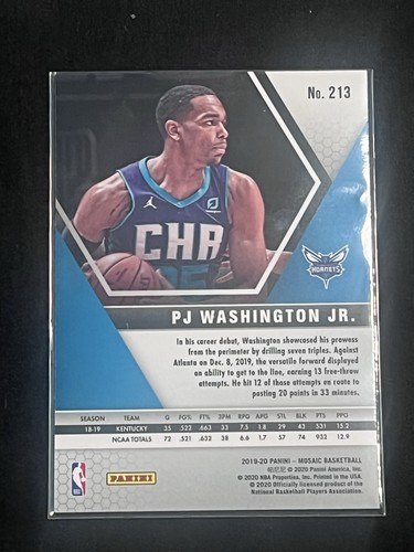 2019-20 Panini Mosaic PJ Washington Jr. RC #213 Charlotte Hornets - Bild 2 von 2