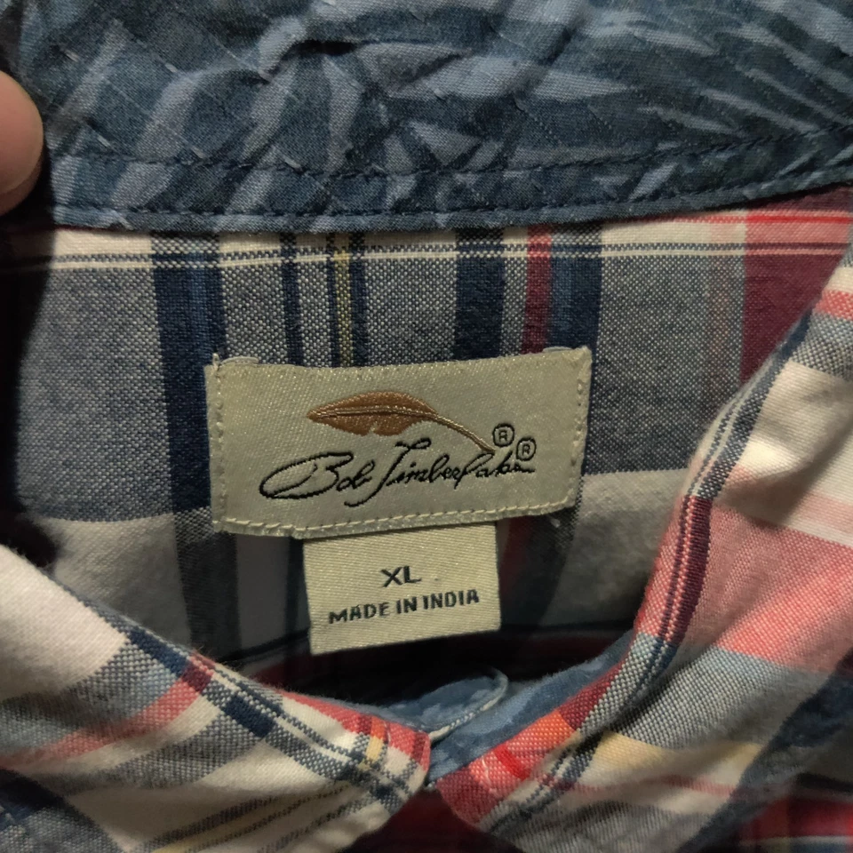 Bob Timberlake Men Red White Plaid Short Sleeve Button Front Shirt Size XL - Image 2 of 4