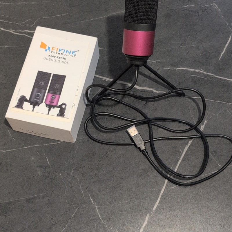 FIFINE K669B USB Condenser Microphone, Pink, Adjustable Desk Stand