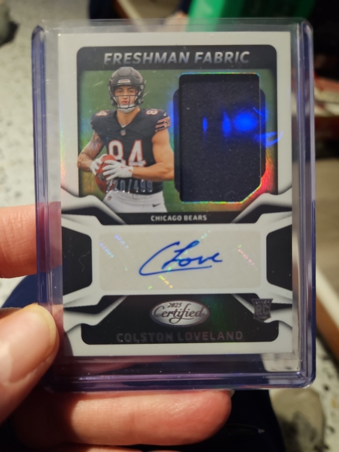 2025 Panini Certified Colston Loveland Freshman Fabric RC Patch Auto 362/499