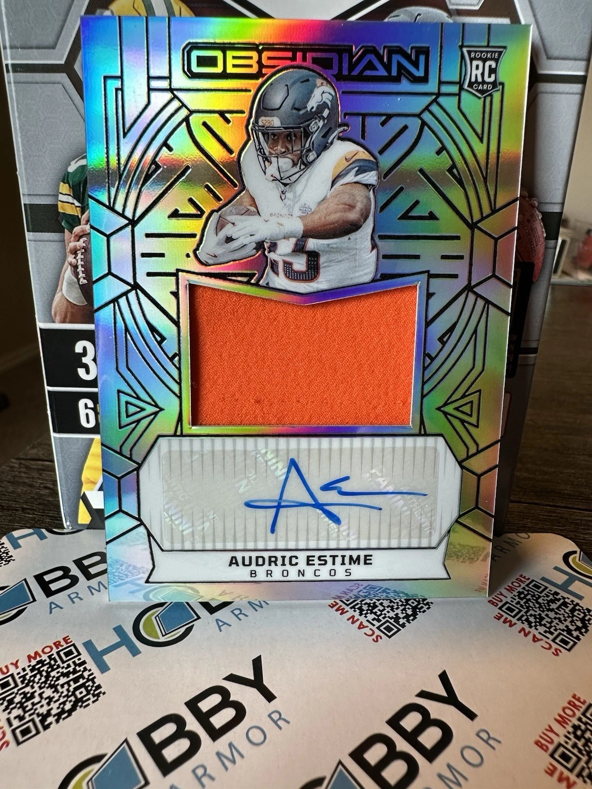 Audric Estime Panini Obsidian Rookie Jumbo Jersey Autographs #RJJAEE Base