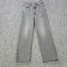 Levi's Ribcage Straight Ankle Women's 25x26 Gray High Rise Button Fly