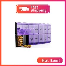 Weekly AM PM Extra Large Pill Organizer, 7 Day Pill Case 2 Times a Day, XL Day N