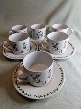 VINTAGE International Tableworks CHATEAU Set of 6 Cups & 3 Saucers Floral 1995