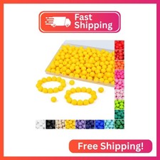 QINJIEJIE 120PCS Silicone Beads, 15mm Yellow Silicone Beads for Keychain Bracele