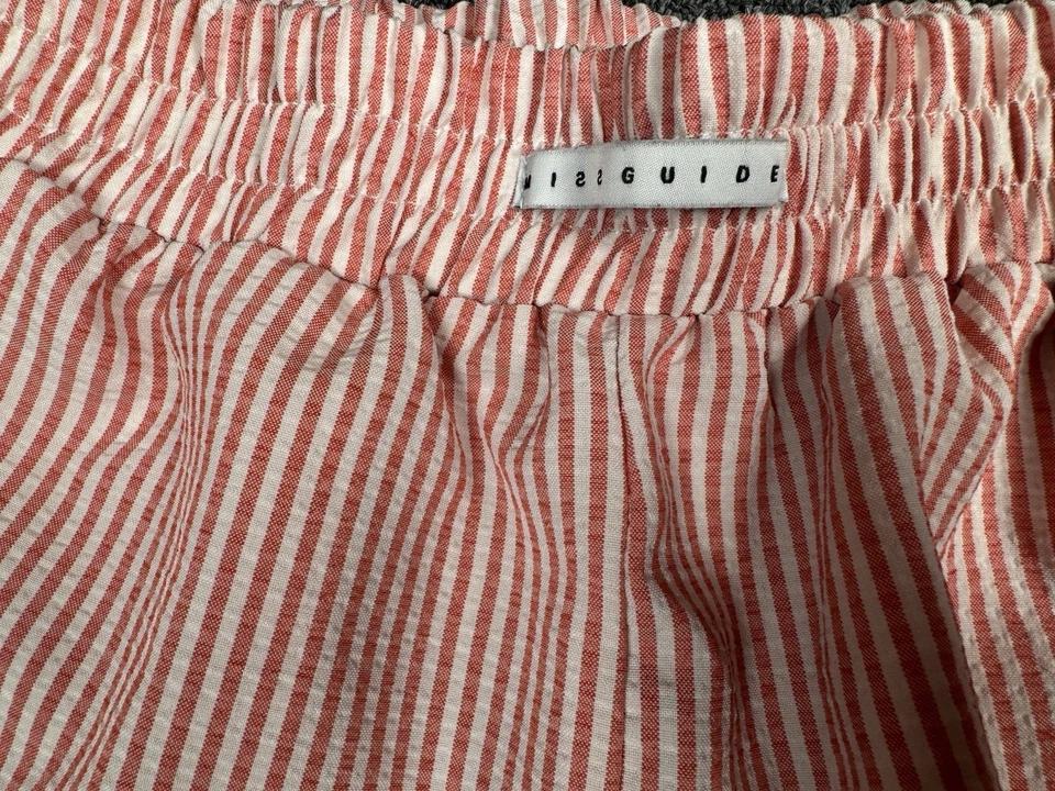 Pantalones Cortos Missguided Rojo A Rayas Algodón Para Mujer Talla Pequeña Cintura Elástica Foto 2 de 4