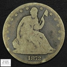1872 Seated Liberty Silver Half Dollar 50C