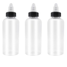 XYSMZM 3 Pcs Dispensing Bottles, 8oz Plastic Boston Squeeze Transparent