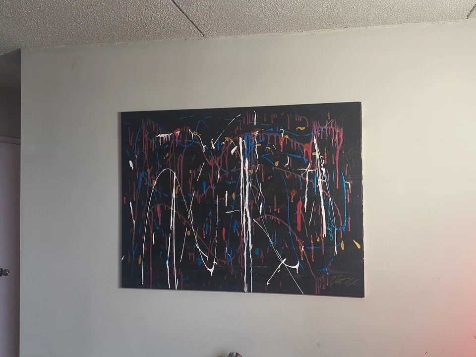 Arte Abstracto Jackson Pollack Inspirado Original Colorido ARTE 48"x36" Foto 4 de 4