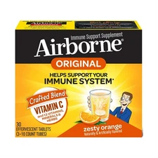 NEW Airborne 1000mg Vitamin C with Zinc Effervescent Tablets Immune 30 ct