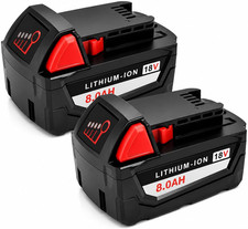 18V 8.0Ah Battery Compatible with Milwaukee M18 48-11-1860, 2-Pack Lithium ion R