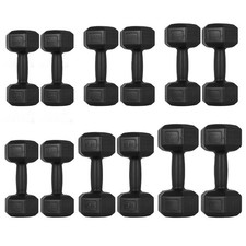 Image of Rubber Hex Dumbbell Pair – Strength Training Set Anti-Roll Design Home Workout
