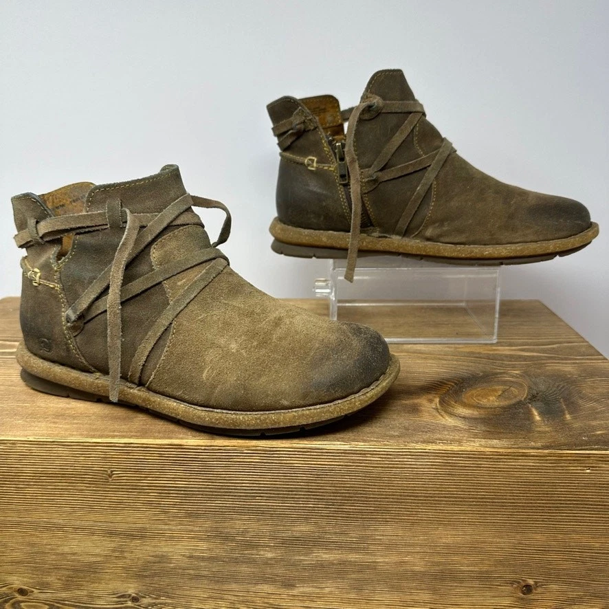 Born TARKILN Leather Ankle Boots Womens 8 US/ 39 Distressed Brown Comfort Shoes - Image 2 of 4