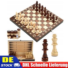 Schachspiel aus Holz Magnetisches klappbares Schachspiel Backgammon Damefiguren