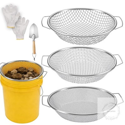3PCS Soil Sifter for Gardening, Rock Soil Sifter with Handle Compost Sifting