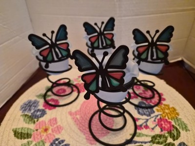 Partylite Tiffany styled Butterfly lights set of 4
