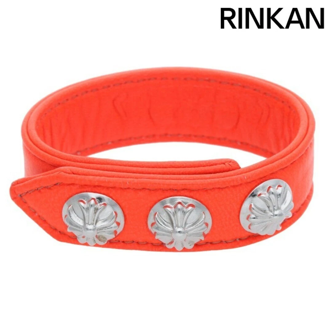CHROME HEARTS Bracciale Uomo Cromo Cuori 3 BTN 2SNP Bottoni a Sfera Croce 2 Snap Pelle