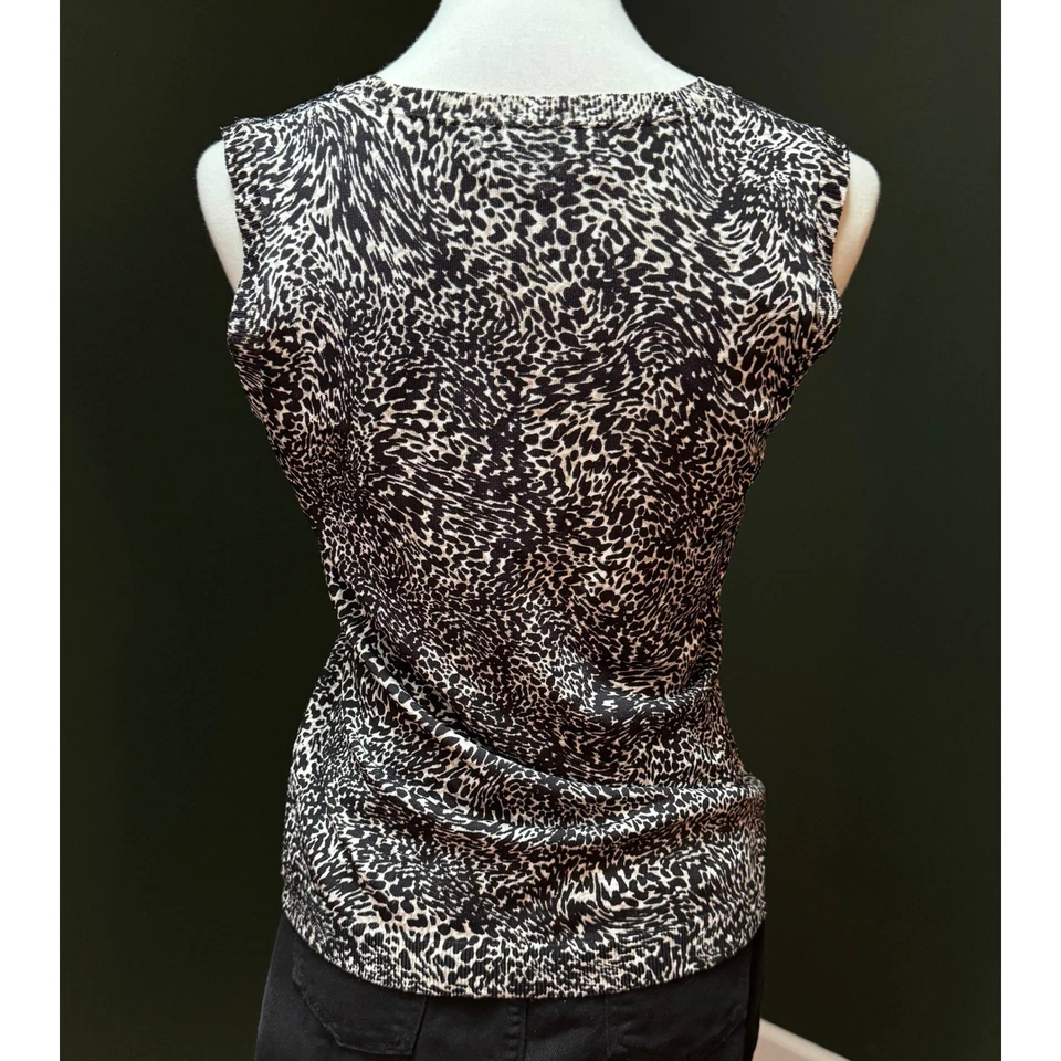 Jones New York Collection 女式无袖豹纹上衣 S 码 — 第 2/4 张图片