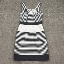 Banana Republic Dress Womens 8 Black White Striped Italian Fabric Fit & Flare