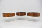 Vintage Pyrex Glass Canister See N Store Jar w Wood Grain Lid MCM Storage Set
